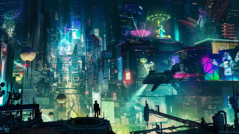 Cyberpunk Art City зеленый
