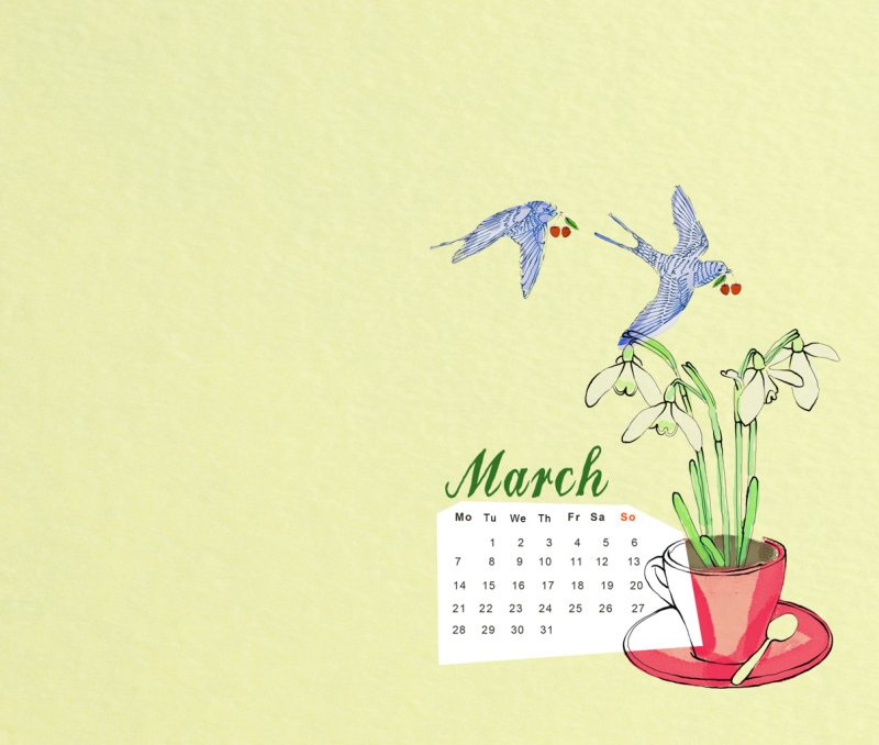 Обои календарь март