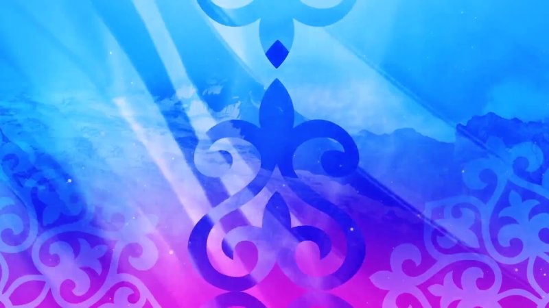 Голубой фон с казахским орнаментом