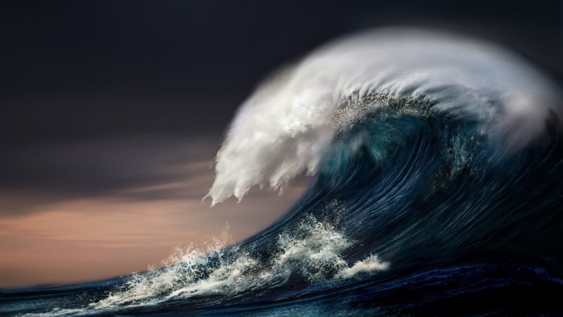 Море океан волны шторм ЦУНАМИ