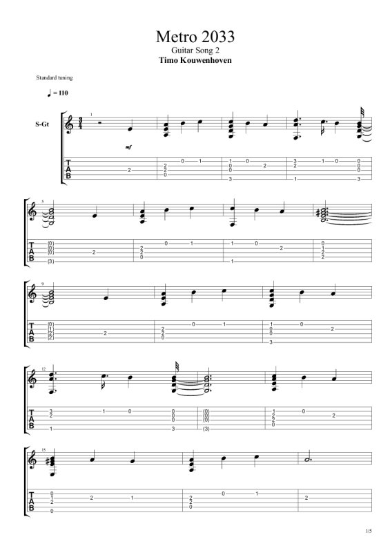 Метро 2033 на укулеле табы