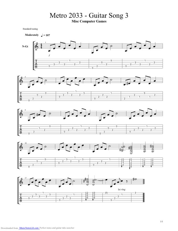 Табулатура метро 2033