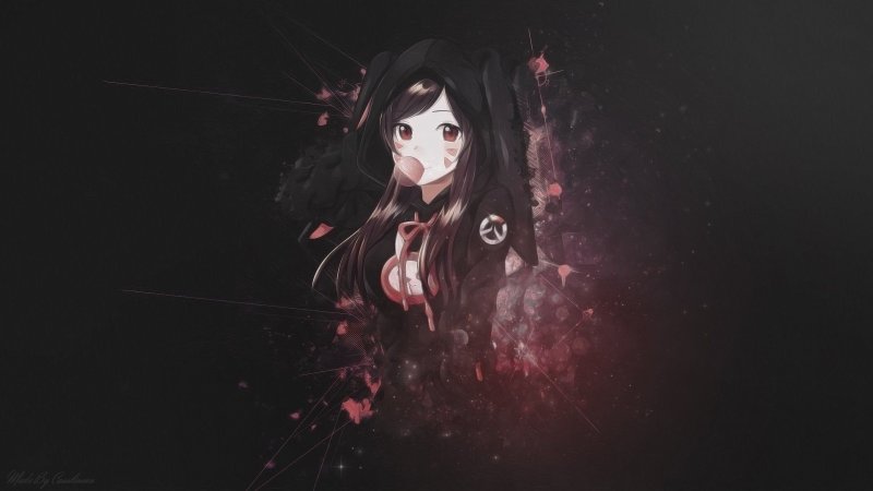 Анимешные девушки на темном фоне