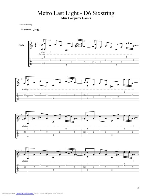 Табулатура метро 2033 ласт Лайт