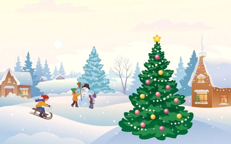 Новогодний пейзаж детский