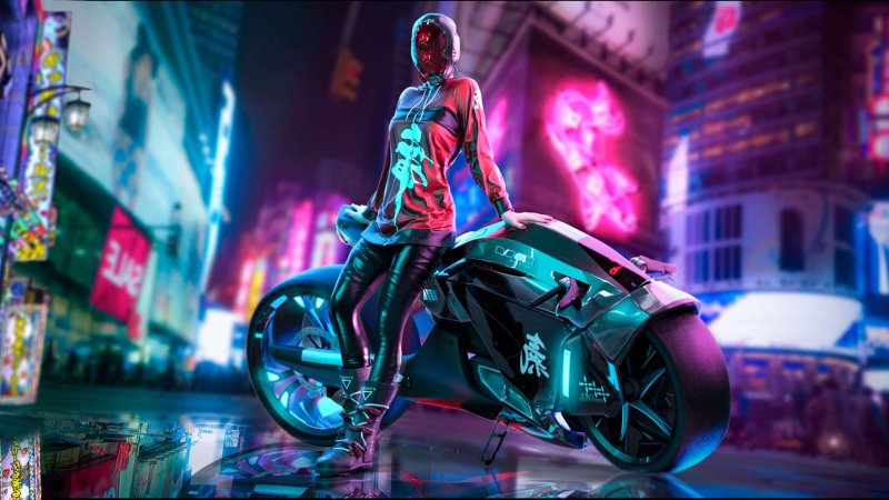 Мотоцикл Cyberpunk 2077 арт