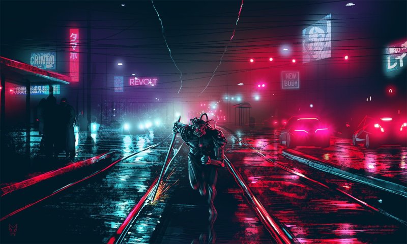 Cyberpunk 2077 City неон
