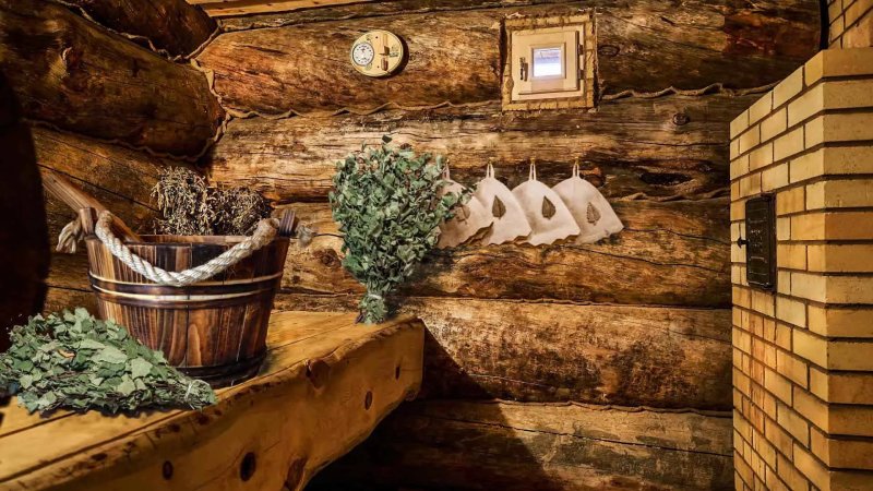 Русская баня с веником