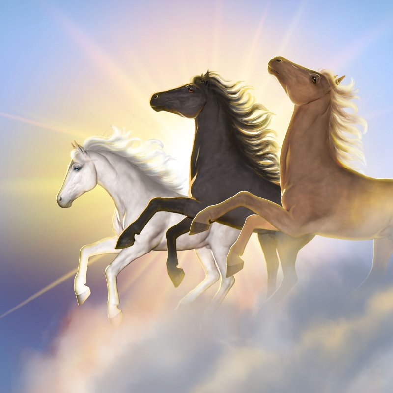 Три коня желтые воды