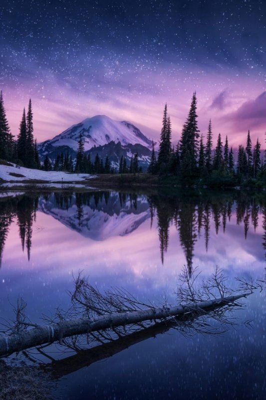 Горы озеро ночь