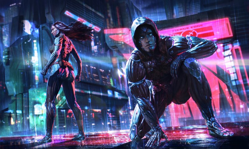 Cyberpunk 2077 арт неон