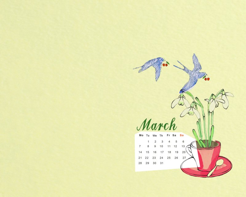 Обои календарь март