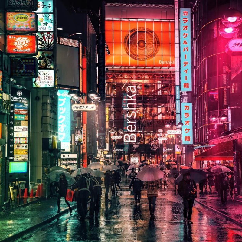 Токио улица Cyberpunk 4к