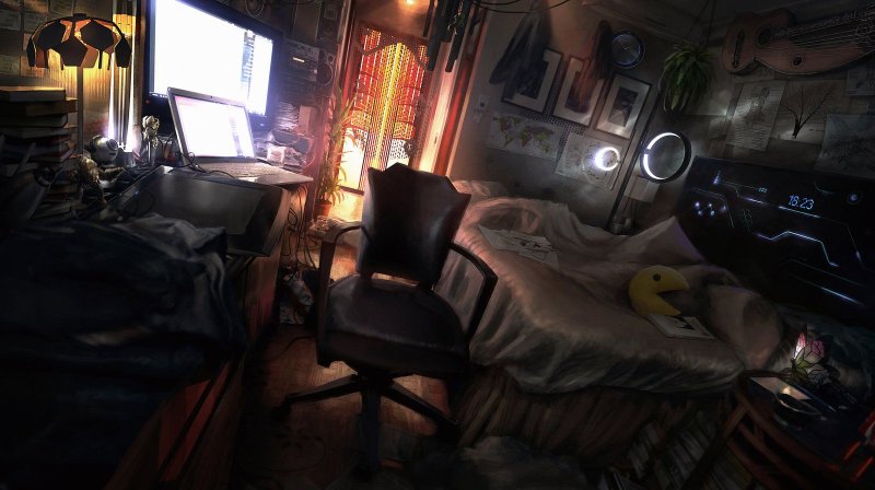 Комната в стиле киберпанк