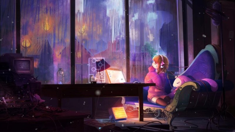 Аниме комната вечером