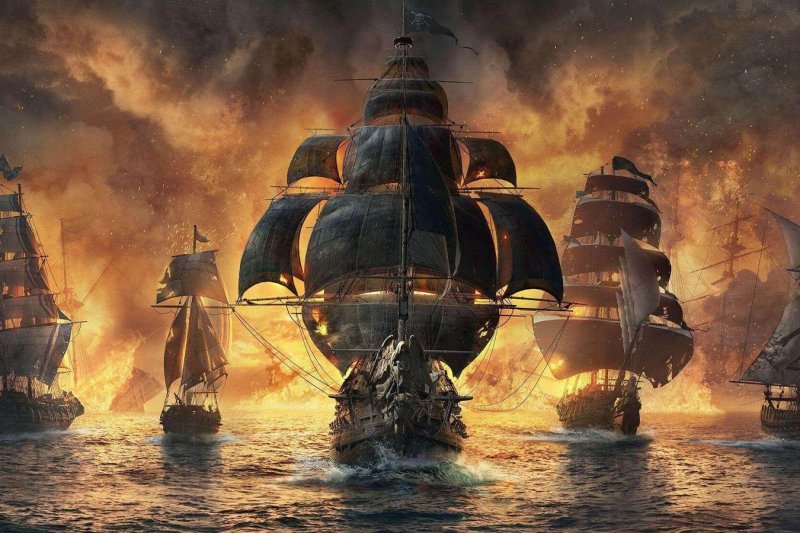 Морское сражение пираты Карибского моря