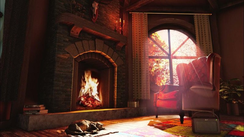 Заставка с камином на экран смартфона