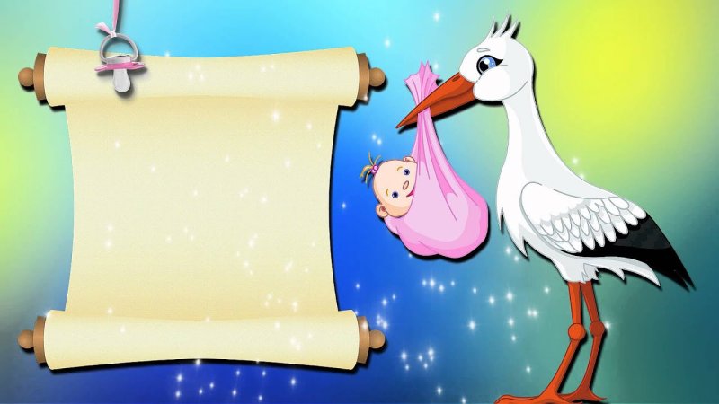 Аист несет ребенка