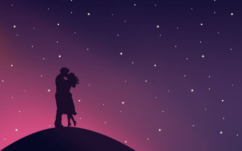 Силуэты на фоне звездного неба