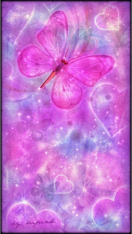 Розовые обои с бабочками