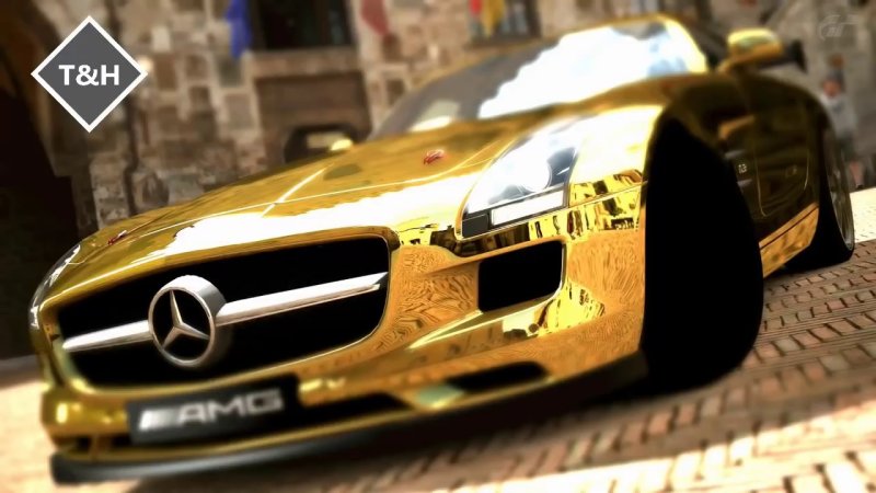 Золотой Mercedes-Benz SLS AMG.