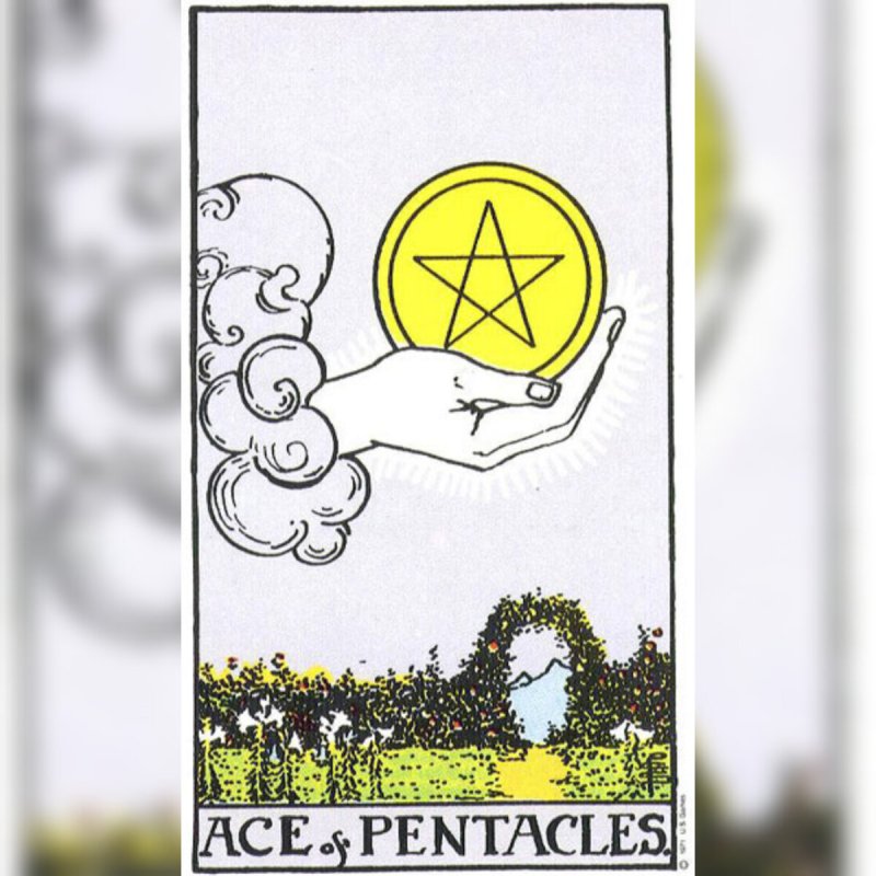 Туз пентаклей Таро Райдера Уэйта