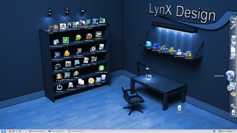 Обои с полочками для ярлыков на рабочий стол