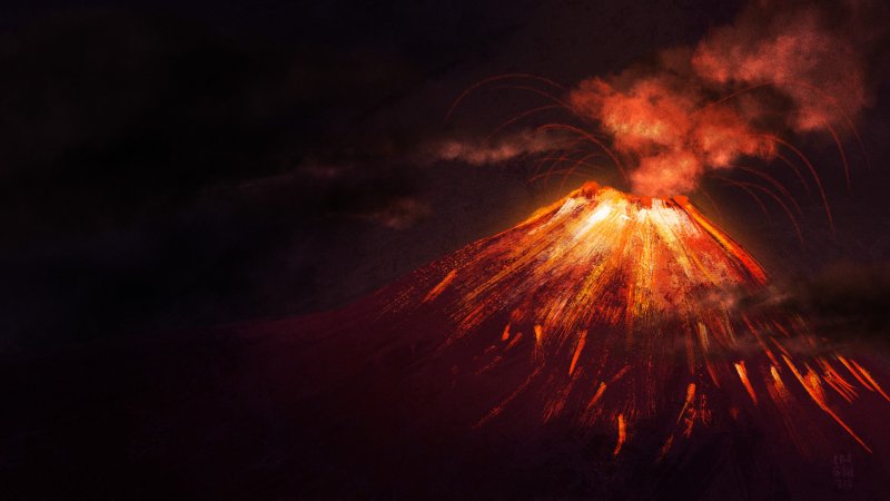 Извержение вулкана на Камчатке