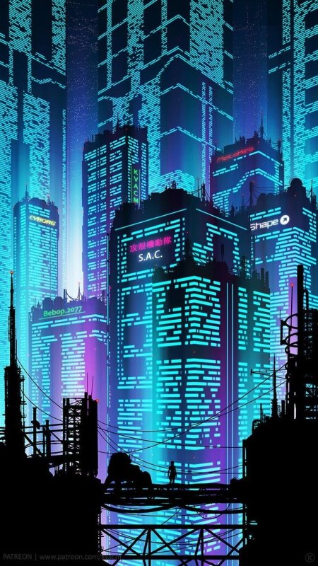 Cyberpunk Art City неон