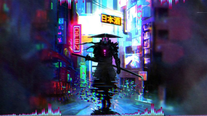 Cyberpunk 2077 Samurai неон 4к