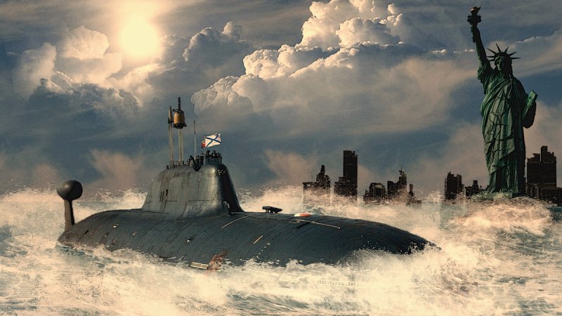 Российская подлодка всплыла возле статуи свободы
