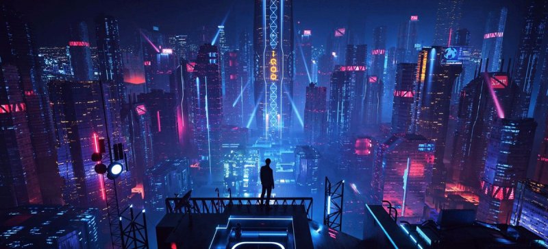 Cyberpunk 2077 город 4k Neon