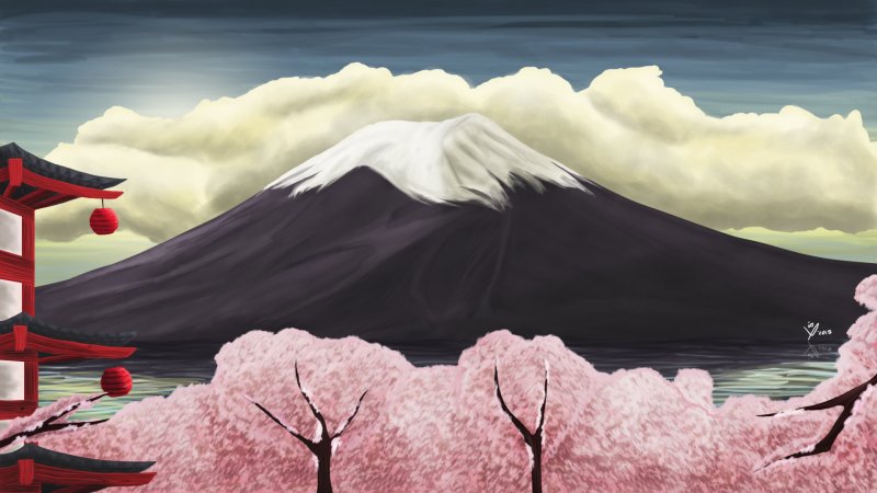 Япония гора Фудзияма арт
