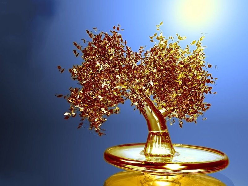 Дерево с золотыми листьями
