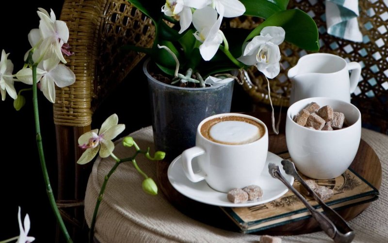 Утренний кофе с цветами