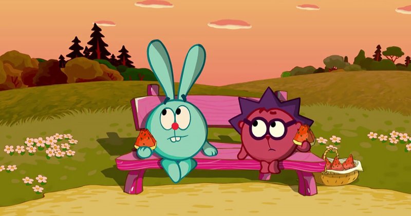 Смешарики Крош и Ежик скамейка