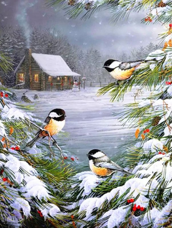 Зимний новогодний пейзаж