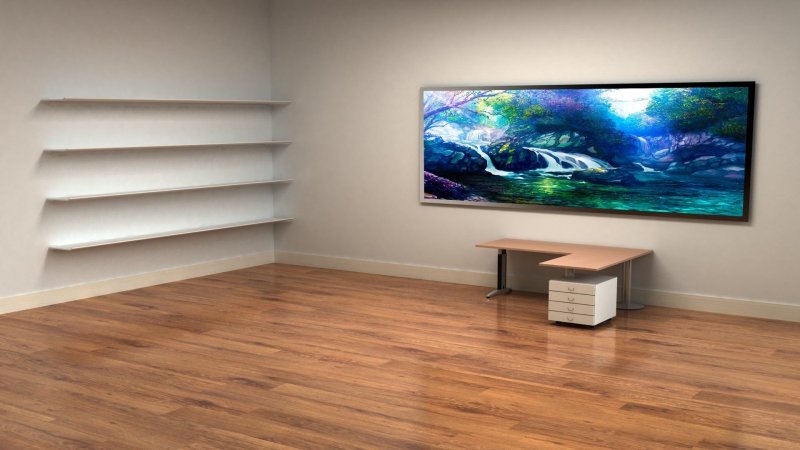 Комната с полками на рабочий стол