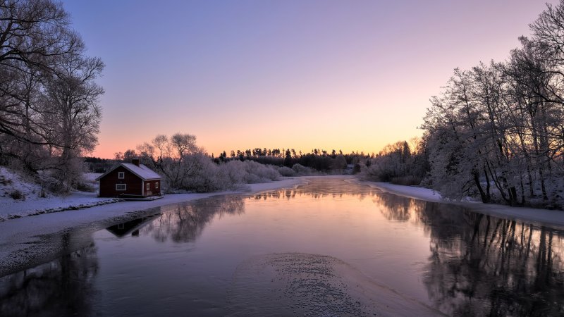 Зимний вечер в деревне