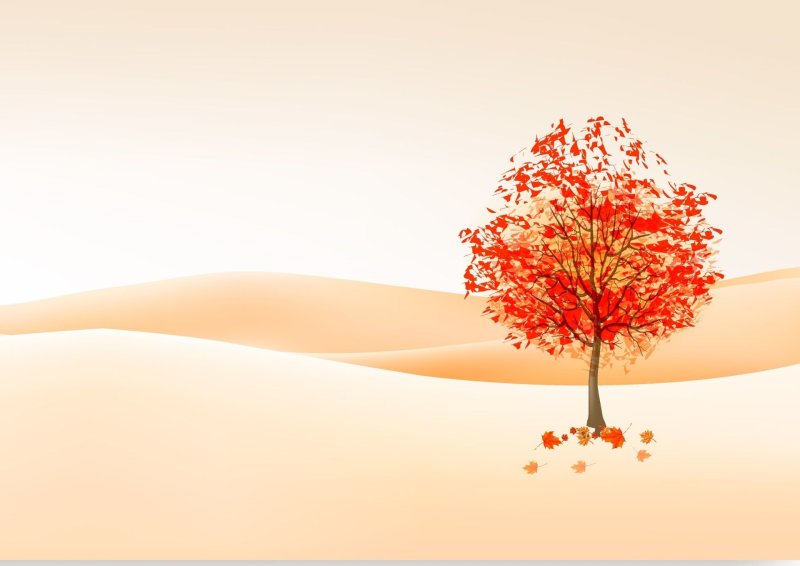 Дерево на оранжевом фоне