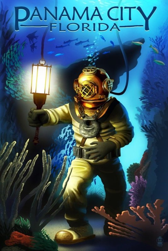 Аквалангист с фонариком