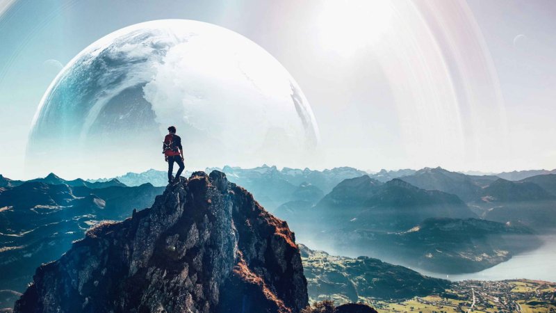 Красивый вид с человеком