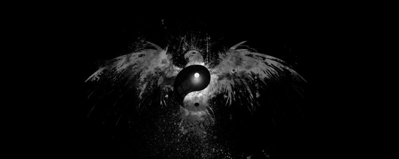 Инь Янь на черном фоне