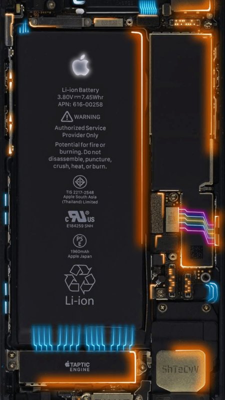 Внутренности айфона с подсветкой