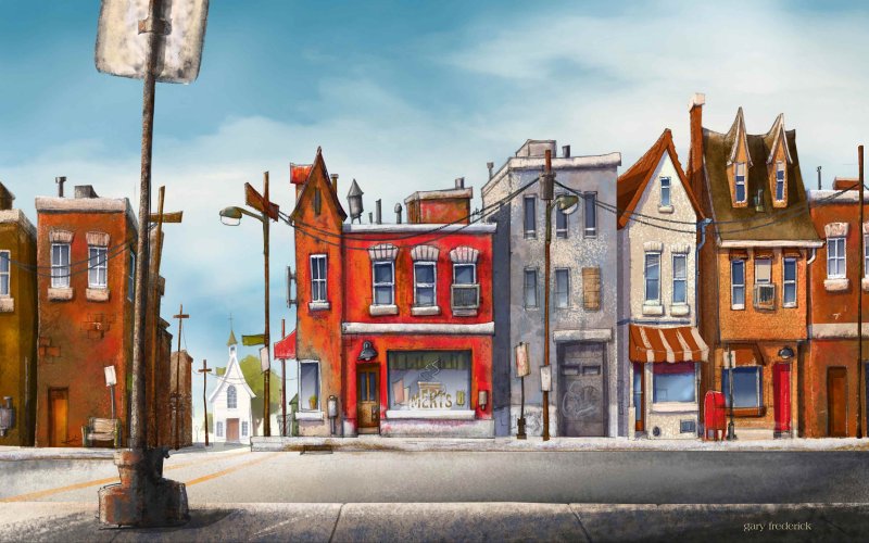 Мультяшная улица в городе