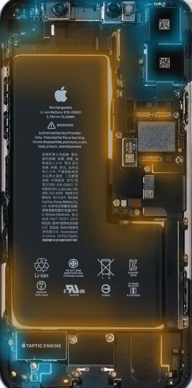 Внутренности айфона с подсветкой