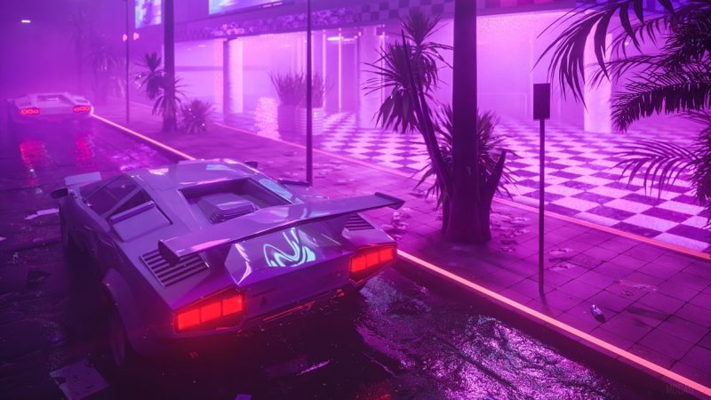 Cyberpunk 2077 улица неон
