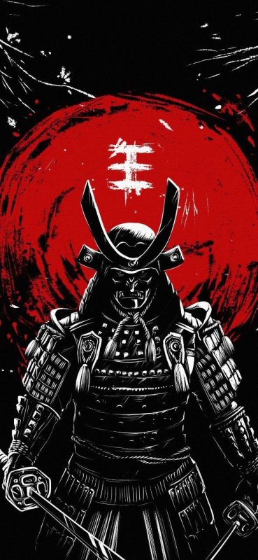 Самурай на черном фоне