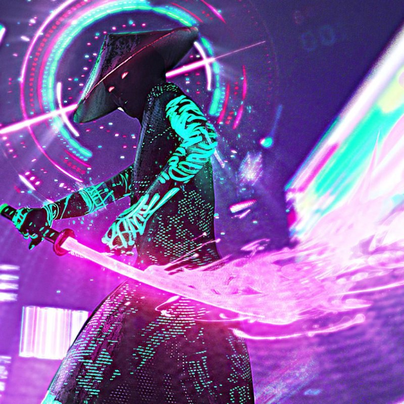 Киберпанк 2077 арт Самурай