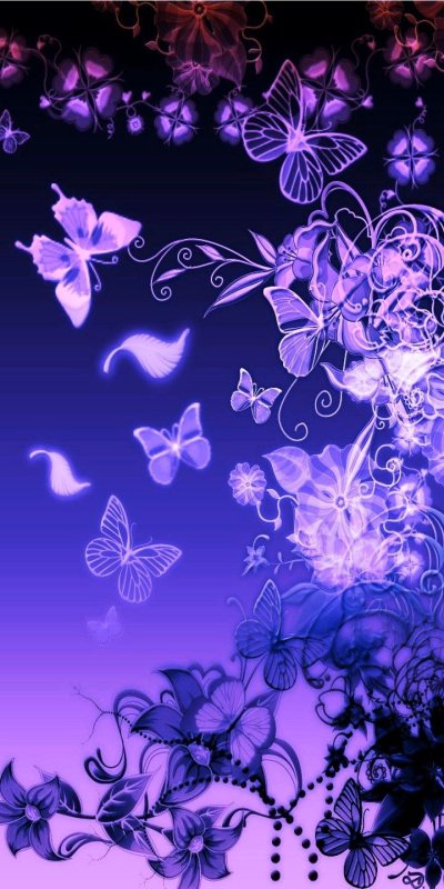 Сиреневый фон с бабочками